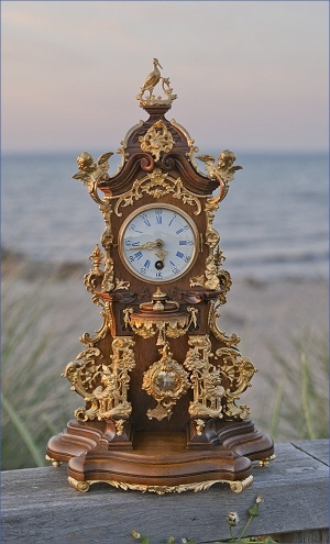 Lenzkirch kleine Storchen Pendule Storchenuhr vergoldete Bronze 01 Lenzkirch kleine Storchen Pendule Storchenuhr vergoldete Bronze 01